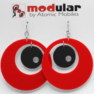 Groovy Earrings - Red & Black MOD Statement
